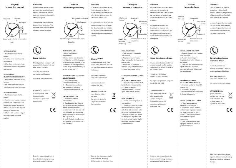 Page 1 de la notice Manuel utilisateur Braun BN0013