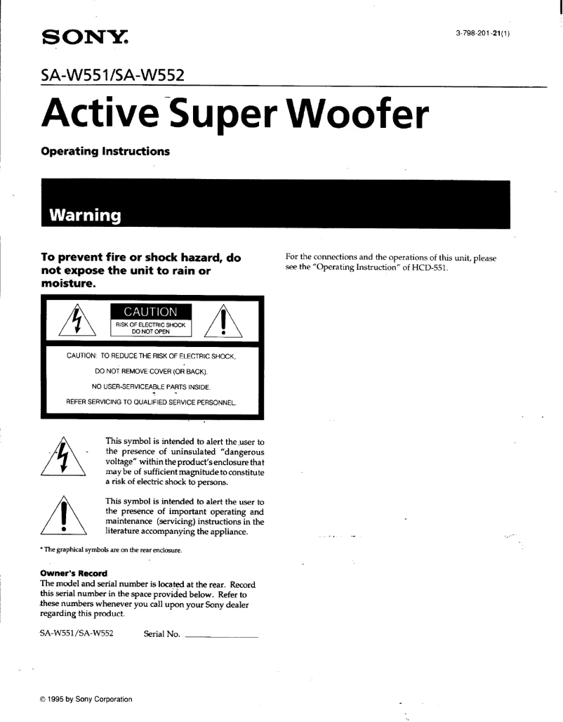 Image de la première page du manuel de l'appareil SA-W552