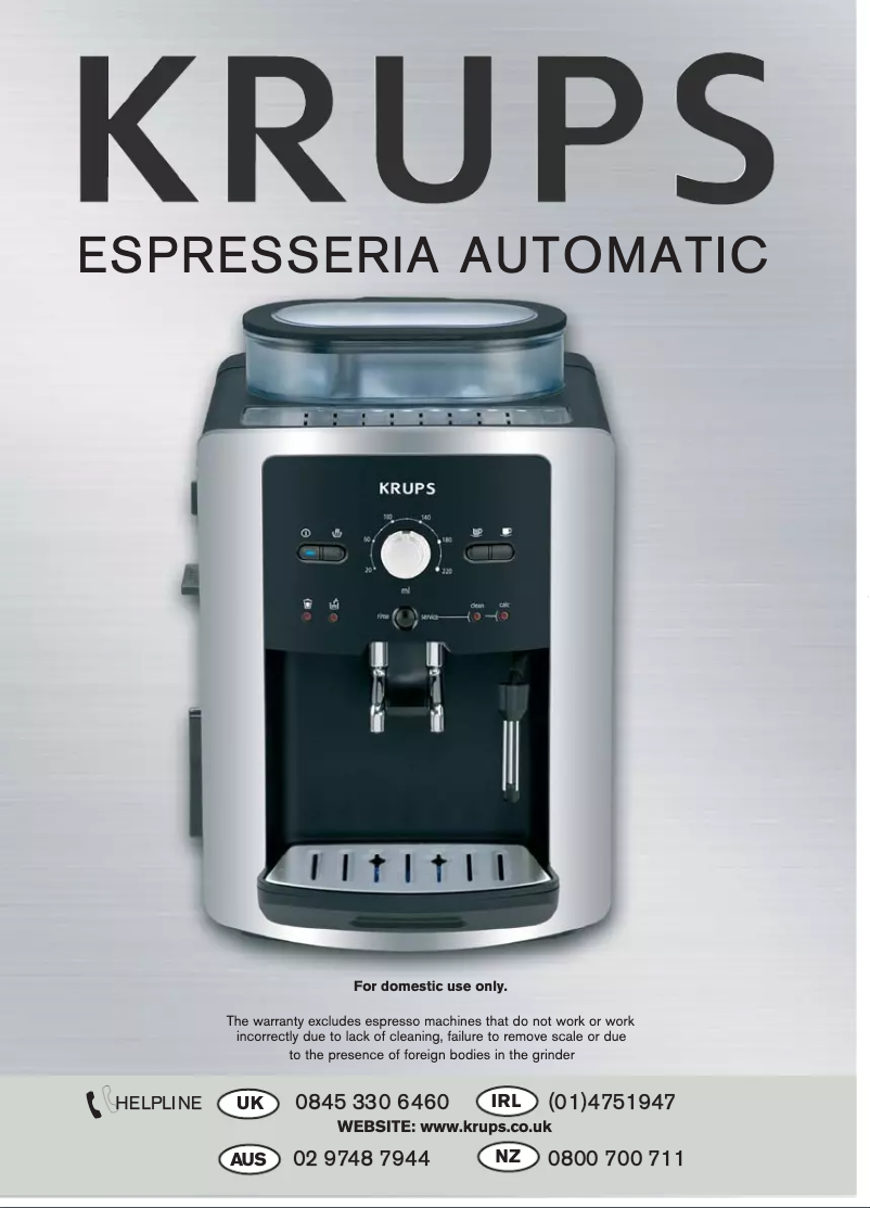 Image de la première page du manuel de l'appareil Espresseria Automatic XP7200