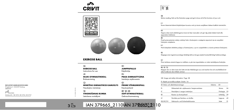 Page 1 de la notice Manuel utilisateur Crivit IAN 379665