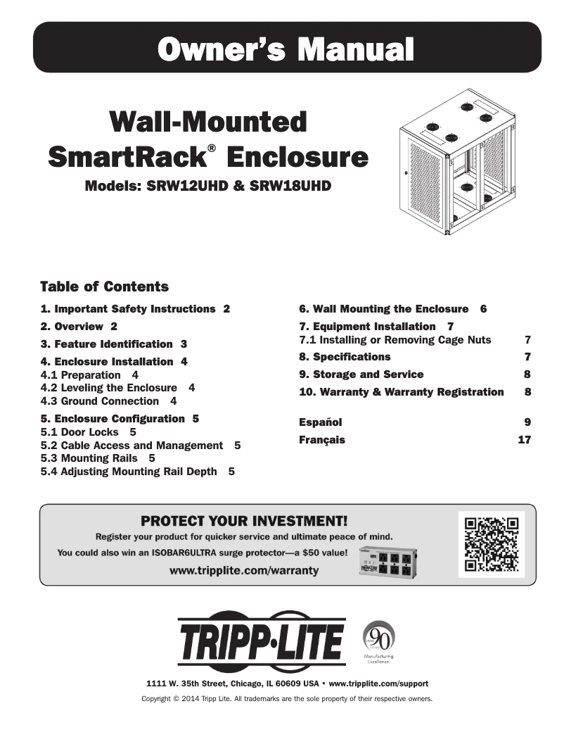 Página 1 del manual Manual de usuario Tripp Lite SmartRack SRW18UHD