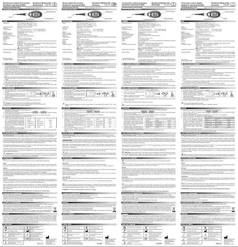 Page 1 of the manual User Manual Geratherm easy temp GT-2052