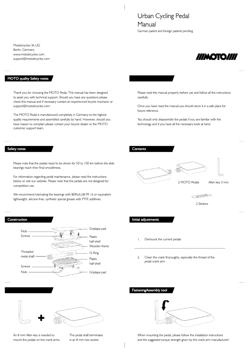 Page 1 de la notice Manuel utilisateur MOTO Colour