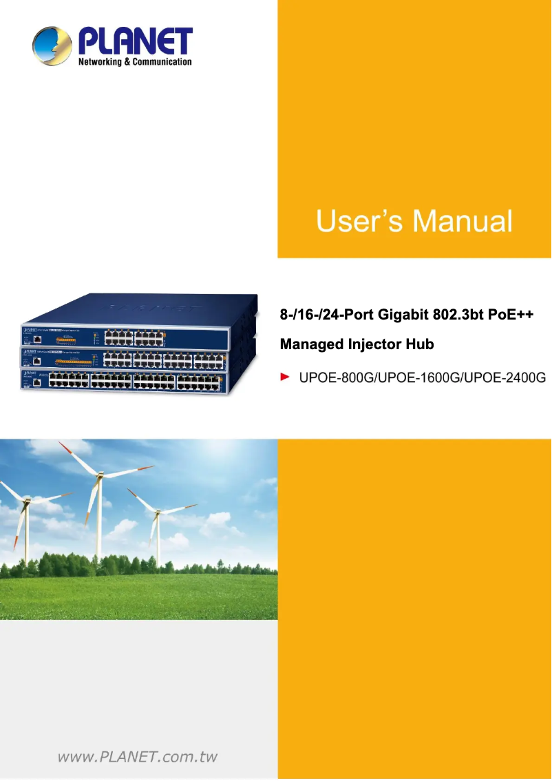 Page n°1 - Manuel utilisateur Planet UPOE-800G