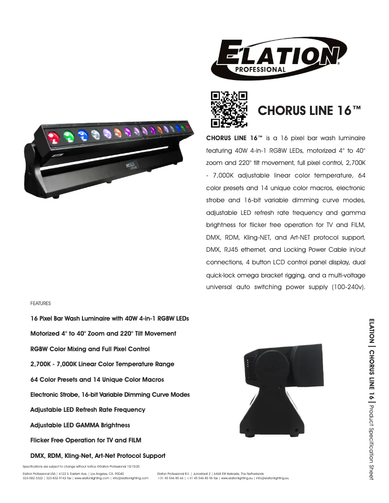 Image de la première page du manuel de l'appareil Chorus Line 16