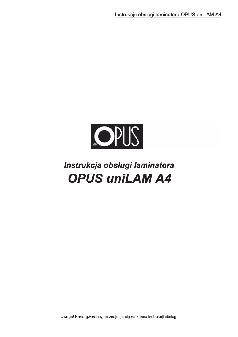 Image de la première page du manuel de l'appareil UniLAM A4