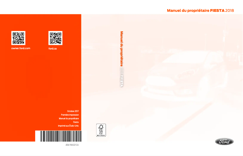 Page 1 de la notice Manuel utilisateur Ford Fiesta (2018)