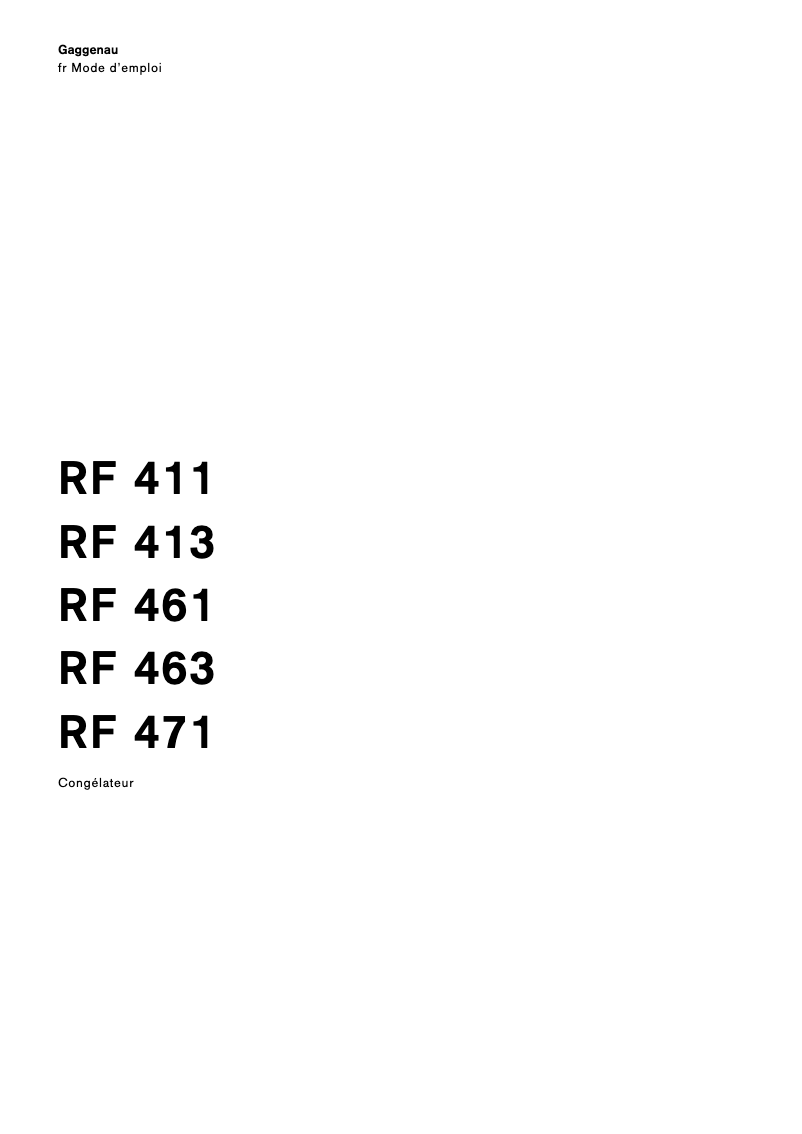 Image de la première page du manuel de l'appareil RF413301