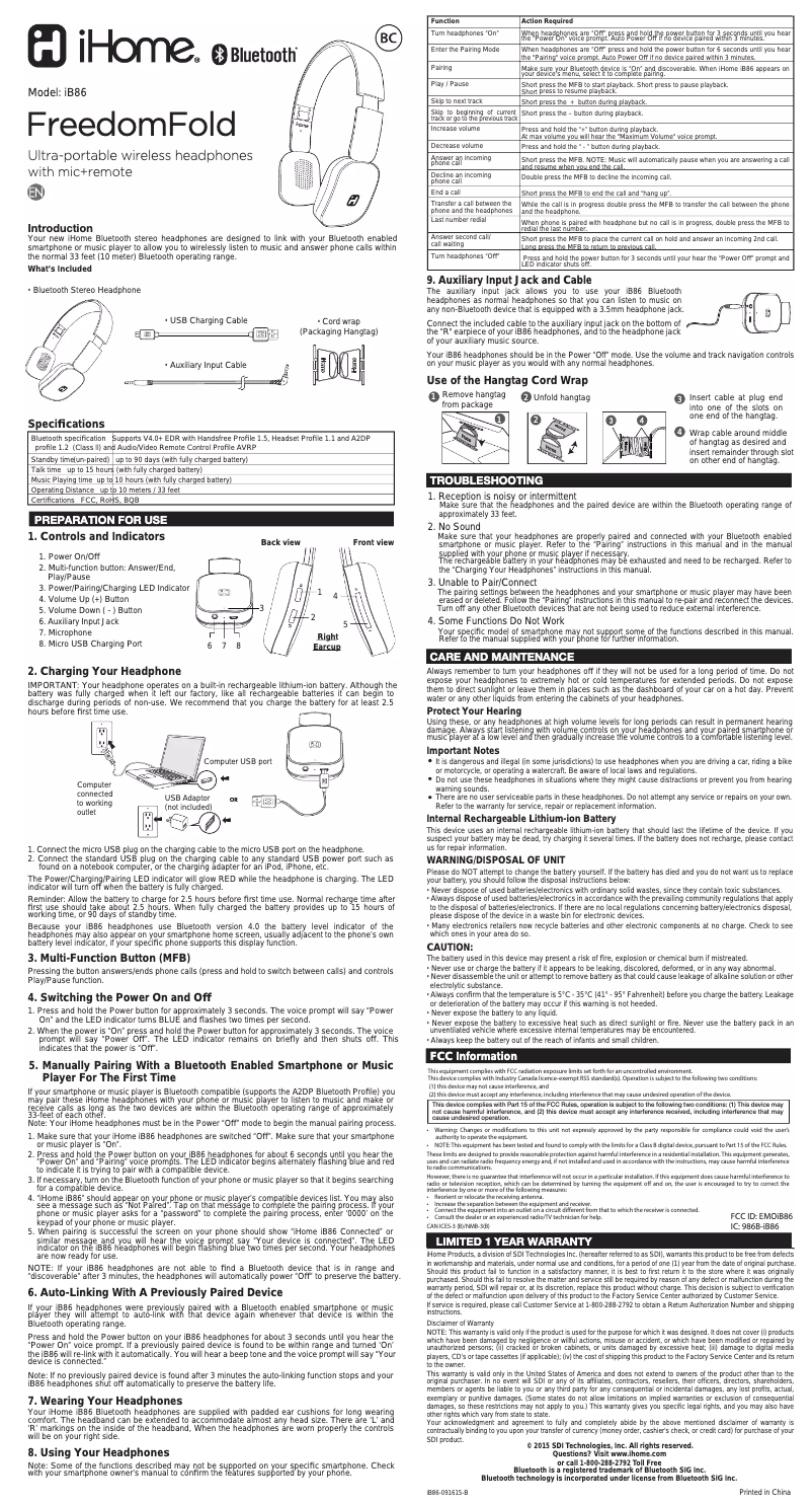 Página 1 del manual Manual de usuario iHome iB86
