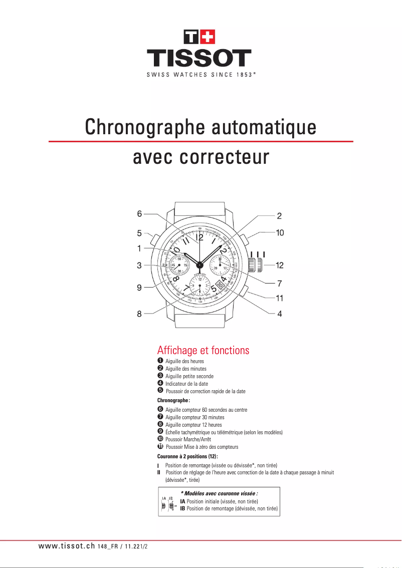 Page n°1 - Manuel utilisateur Tissot PR516