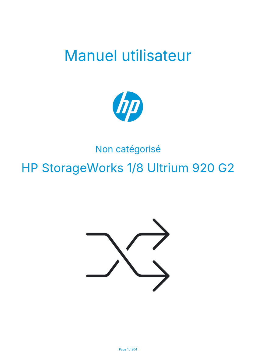 Image de la première page du manuel de l'appareil StorageWorks 1/8 Ultrium 920 G2