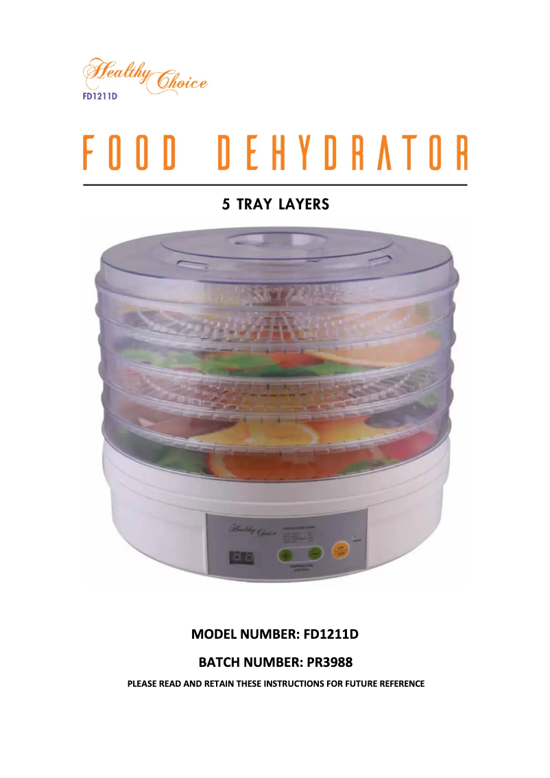 Page n°1 - Manuel utilisateur Healthy Choice FD1211D