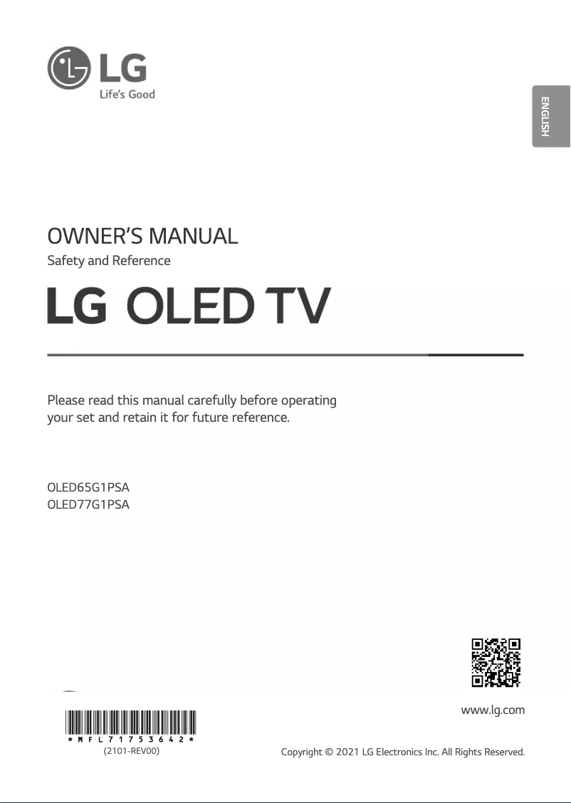 Image de la première page du manuel de l'appareil OLED77G1PSA