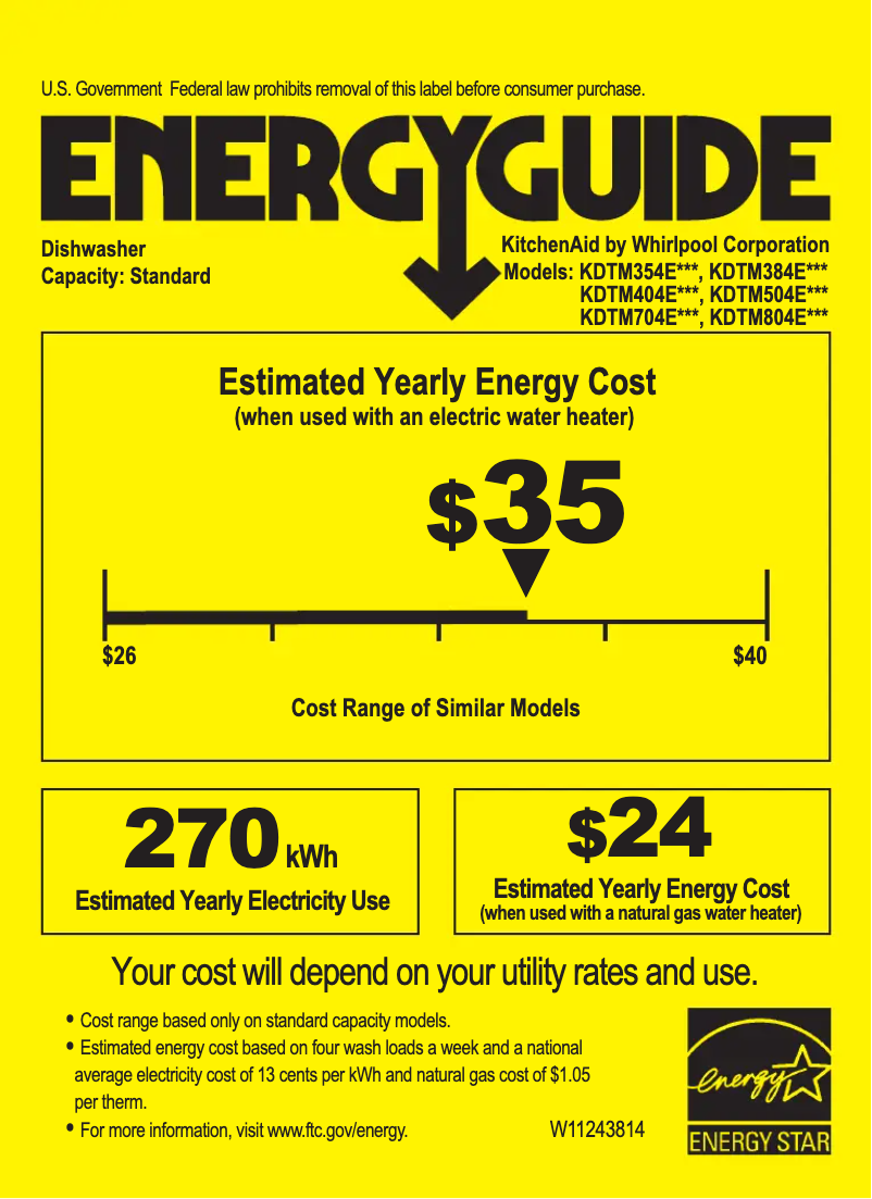 Página 1 del manual Etiqueta energética KitchenAid KDTM804EBS