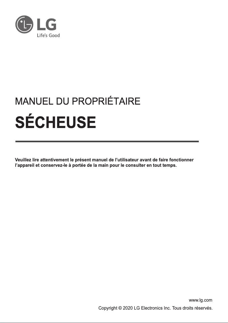Page n°1 - Manuel utilisateur LG DLE3450W