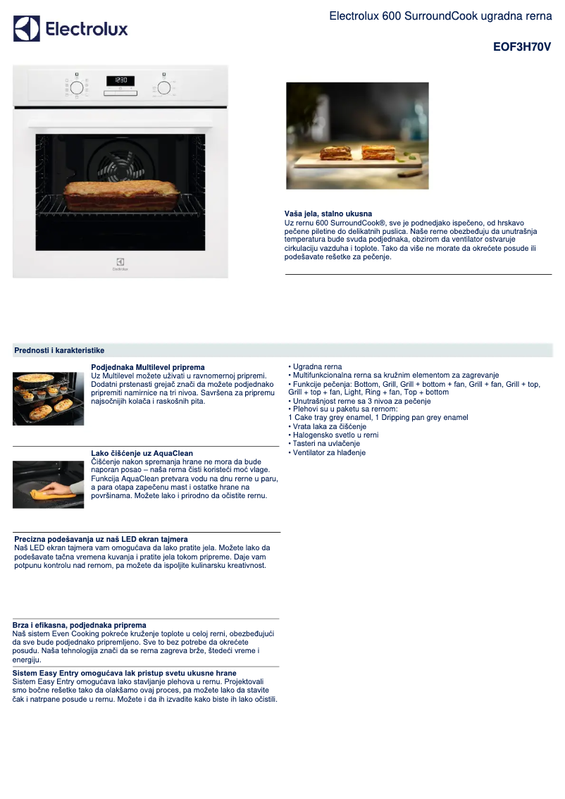 Page n°1 - Fiche technique Electrolux EOF3H70V