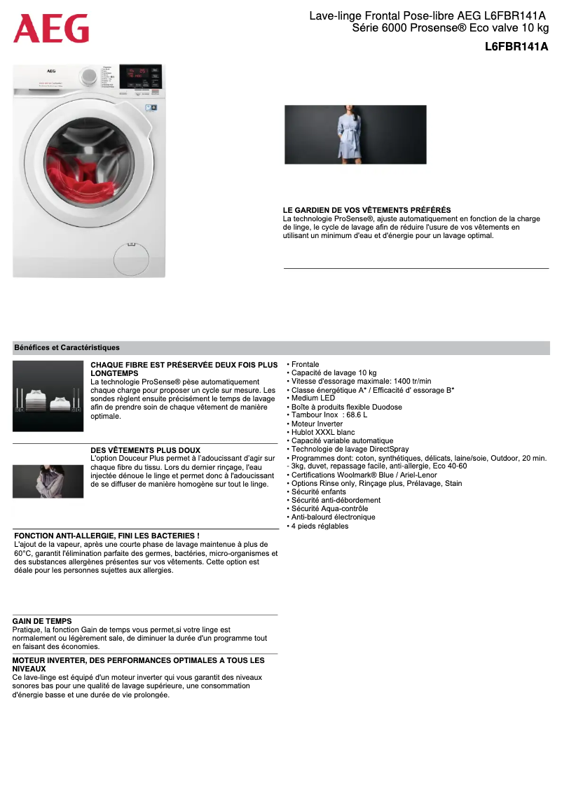 Image de la première page du manuel de l'appareil L6FBR141A