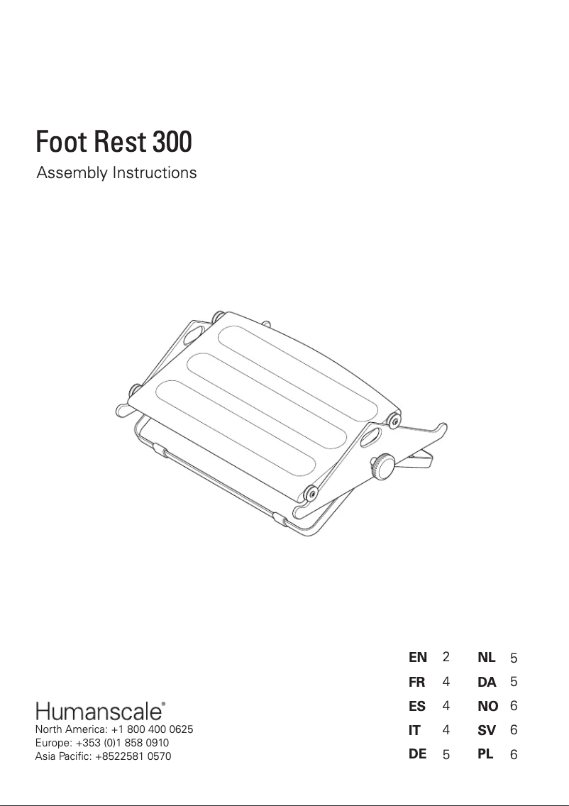 Page n°1 - Manuel utilisateur Humanscale Foot Rest 300