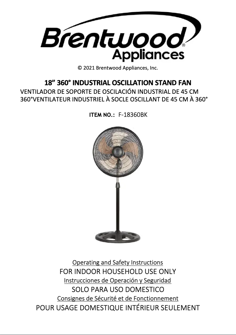 Página 1 del manual Manual de usuario Brentwood F-18360BK