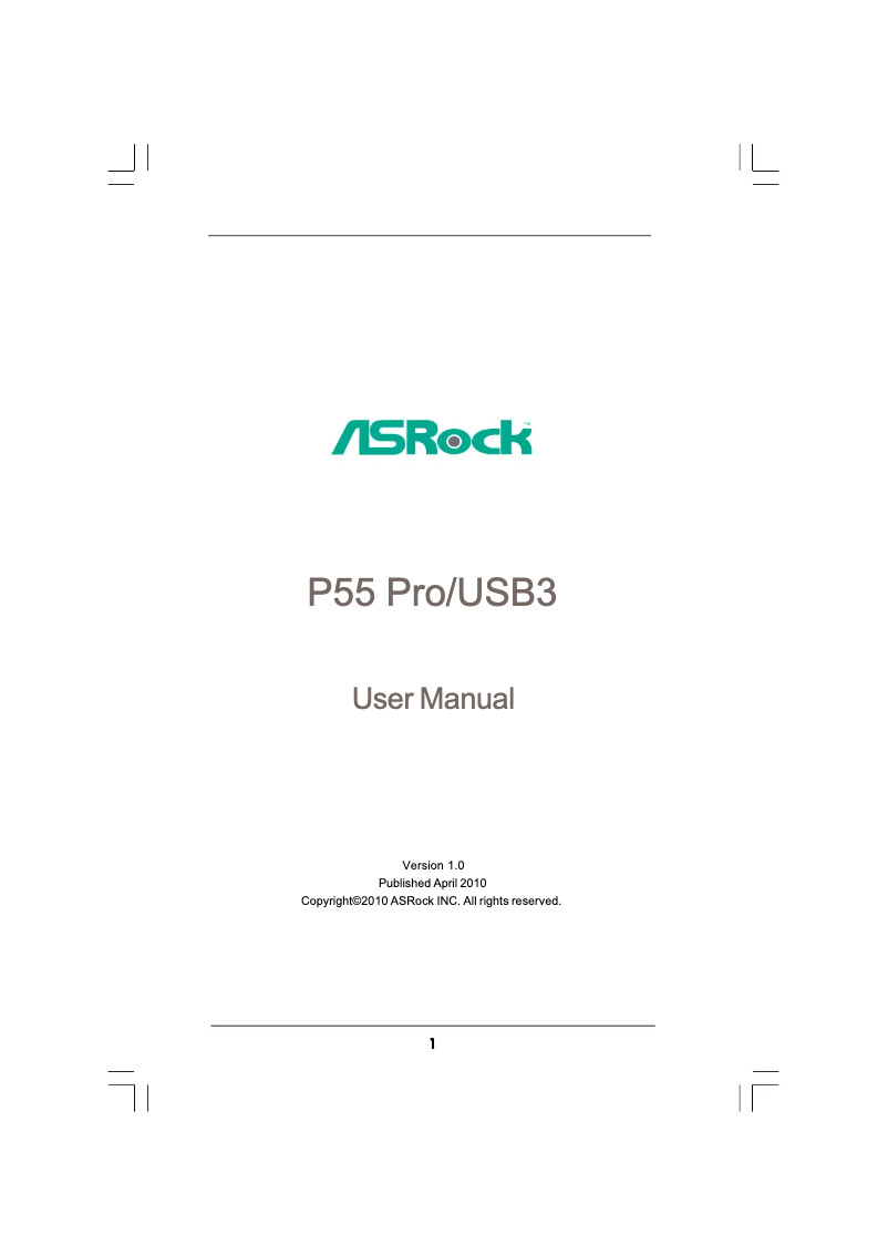 Page n°1 - Manuel utilisateur Asrock P55/USB3
