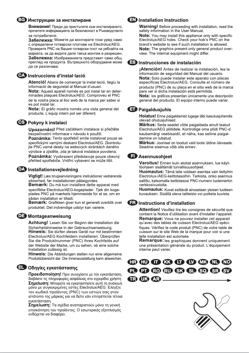 Page 1 de la notice Guide d'installation Electrolux LYB3AE82R