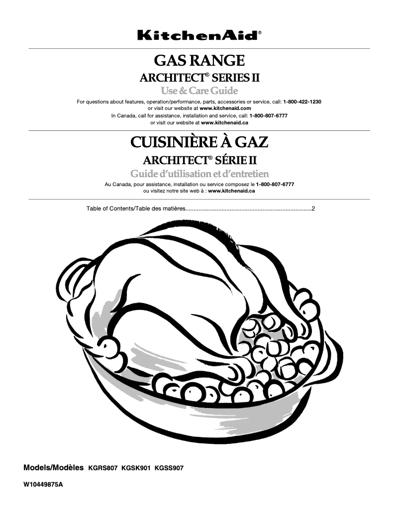 Page 1 de la notice Mode d'emploi KitchenAid Architect KGSS907S