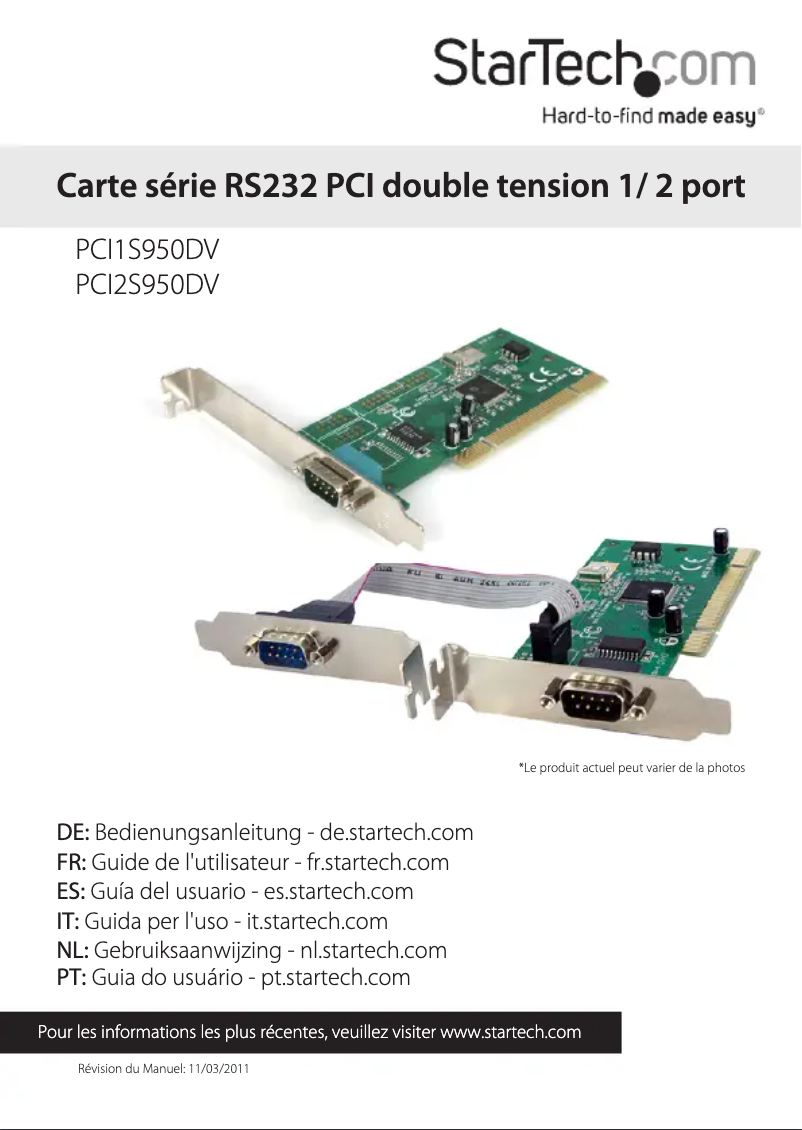 Page n°1 - Manuel utilisateur StarTech.com PCI2S950DV