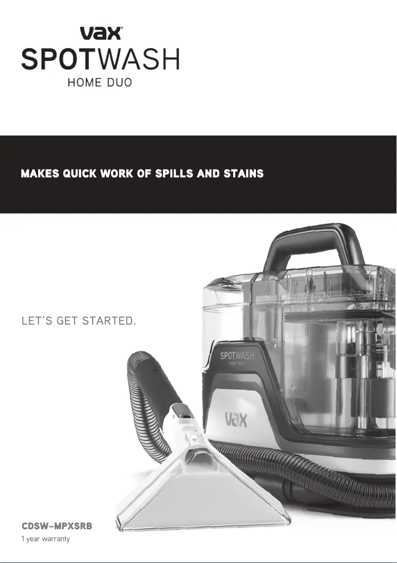 Image de la première page du manuel de l'appareil SpotWash CDSW-MPXSRB