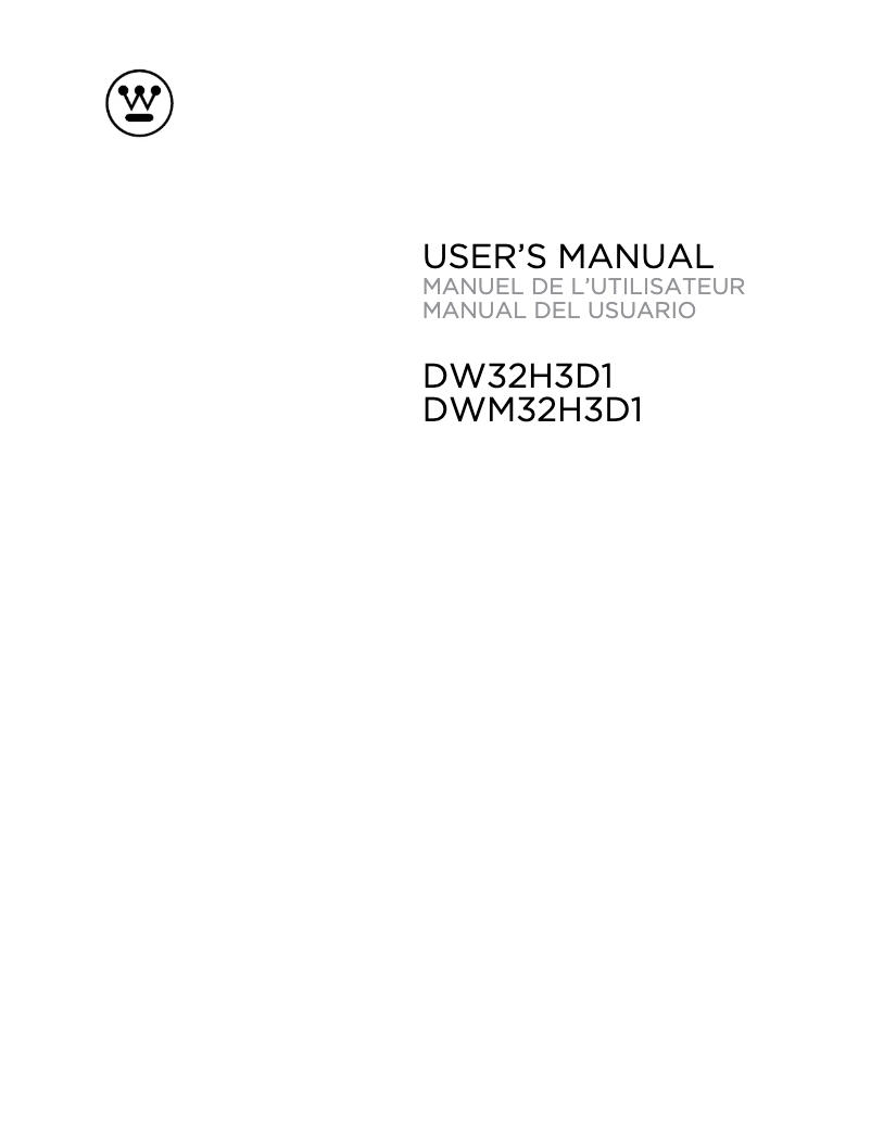 Page n°1 - Manuel utilisateur Westinghouse DWM32H3D1