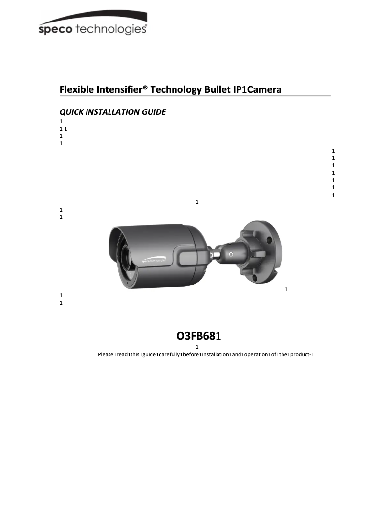 Page 1 de la notice Guide de démarrage rapide Speco Technologies O3FB68