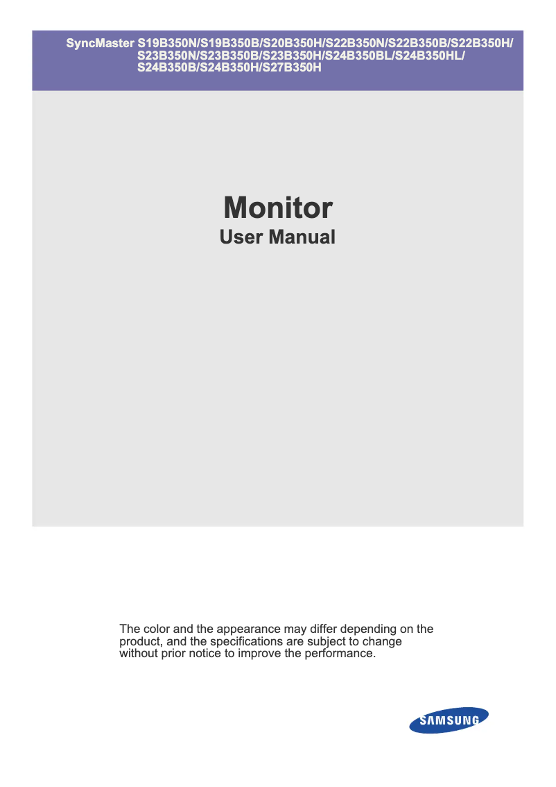 Image de la première page du manuel de l'appareil SyncMaster S20B350H