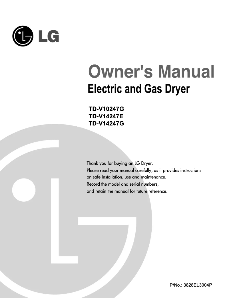 Page n°1 - Manuel utilisateur LG TD-V10247G