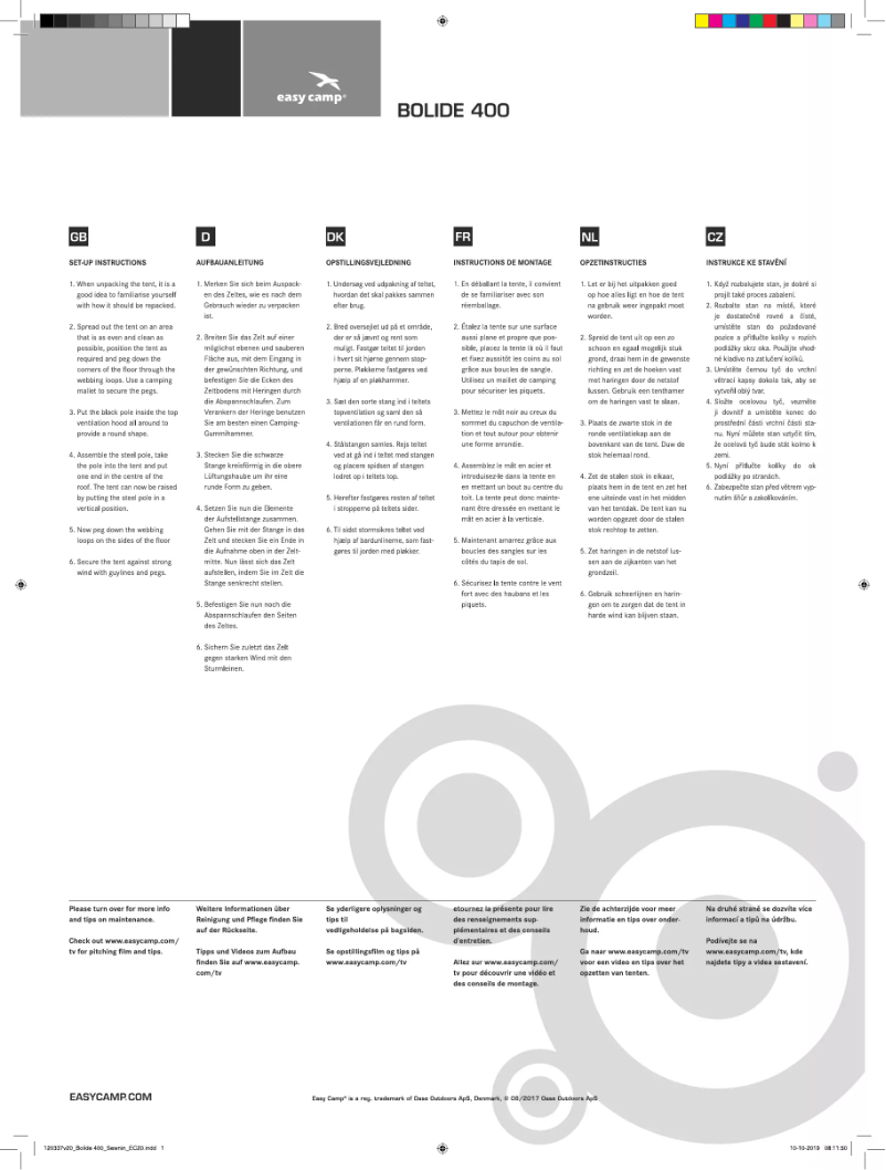 Página 1 del manual Manual de usuario Easy Camp Bolide 400