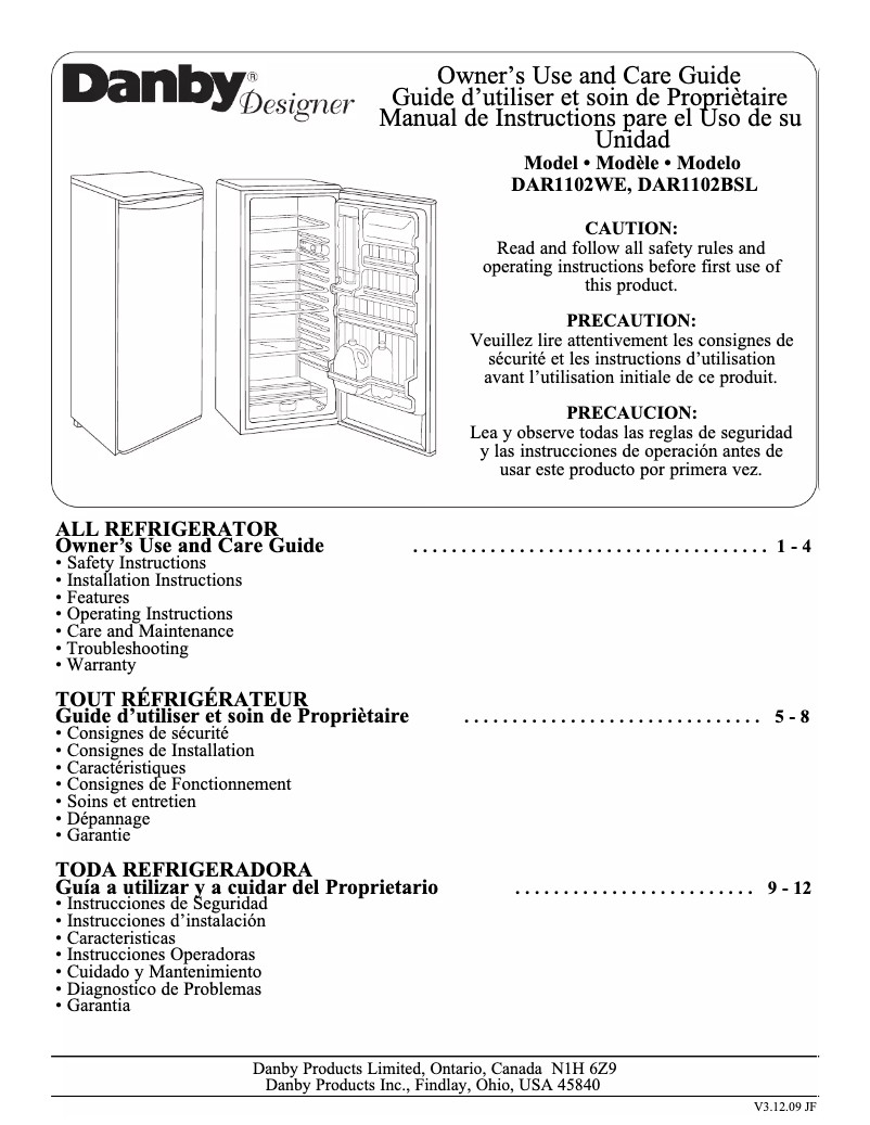 Image de la première page du manuel de l'appareil DAR1102W