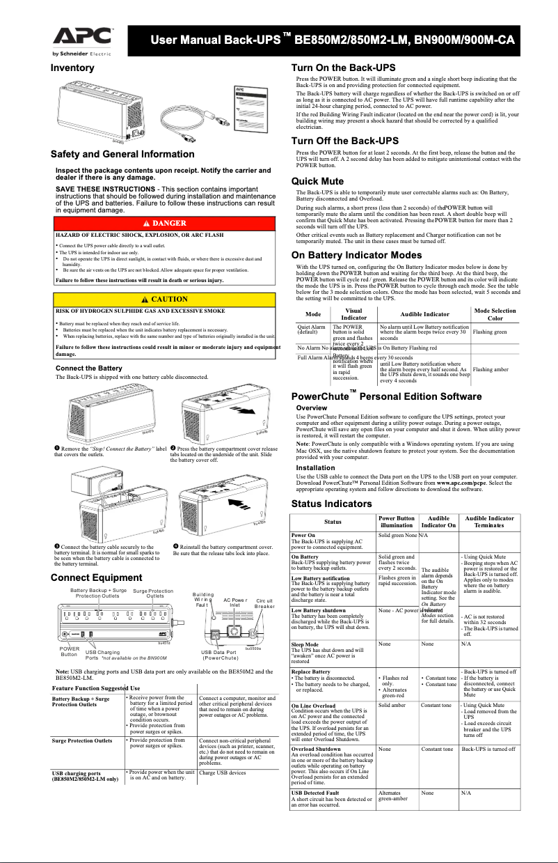 Page n°1 - Manuel utilisateur APC Back-UPS BN900M