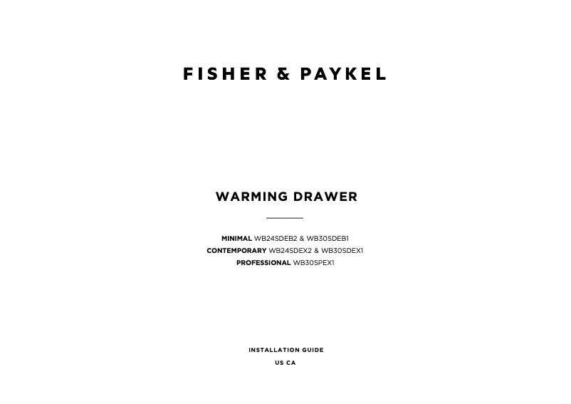 Page 1 de la notice Guide d'installation Fisher & Paykel WB30SDEB1