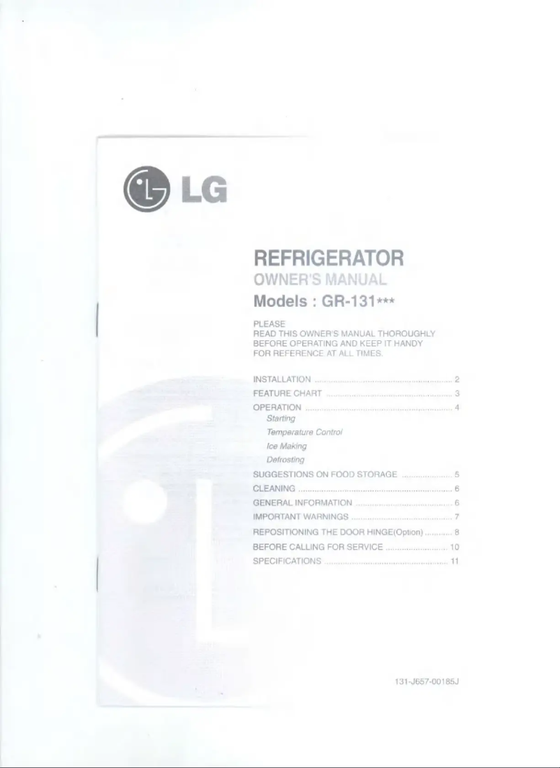 Page n°1 - Manuel utilisateur LG GR-131SFF