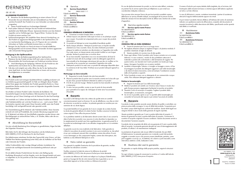 Page 1 de la notice Manuel utilisateur Ernesto IAN 388890