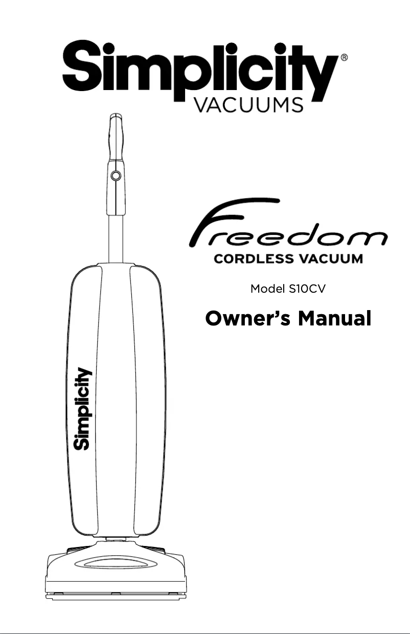 Page n°1 - Manuel utilisateur Simplicity Freedom S10CV.6