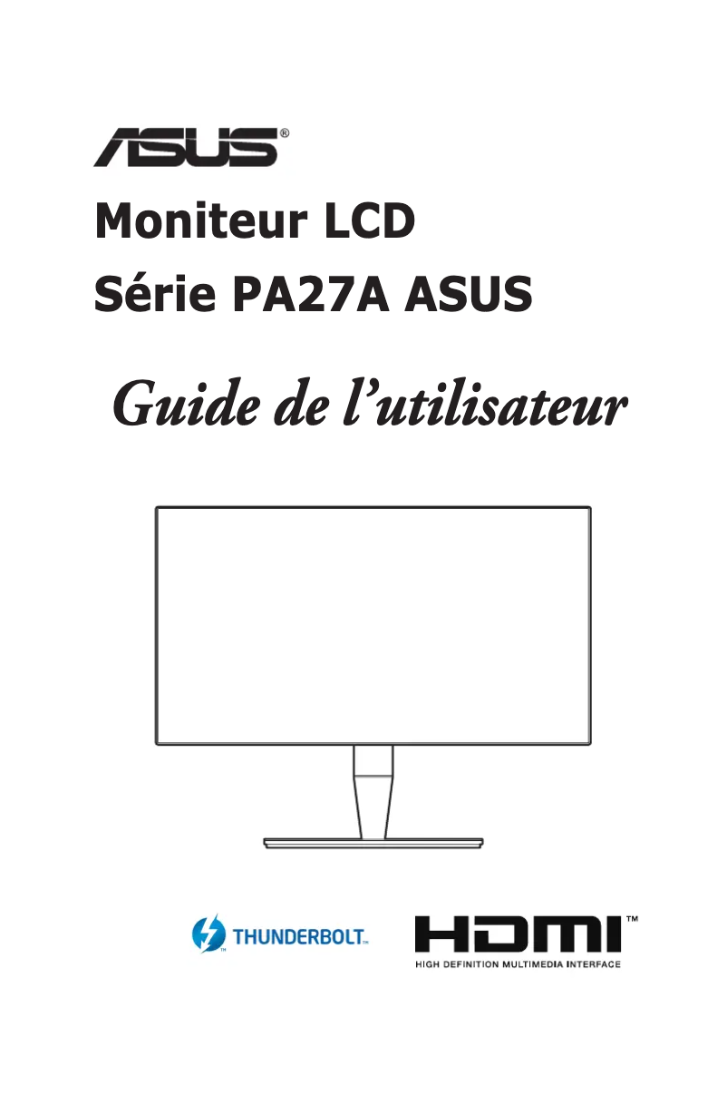 Page 1 de la notice Manuel utilisateur Asus ProArt PA27AC