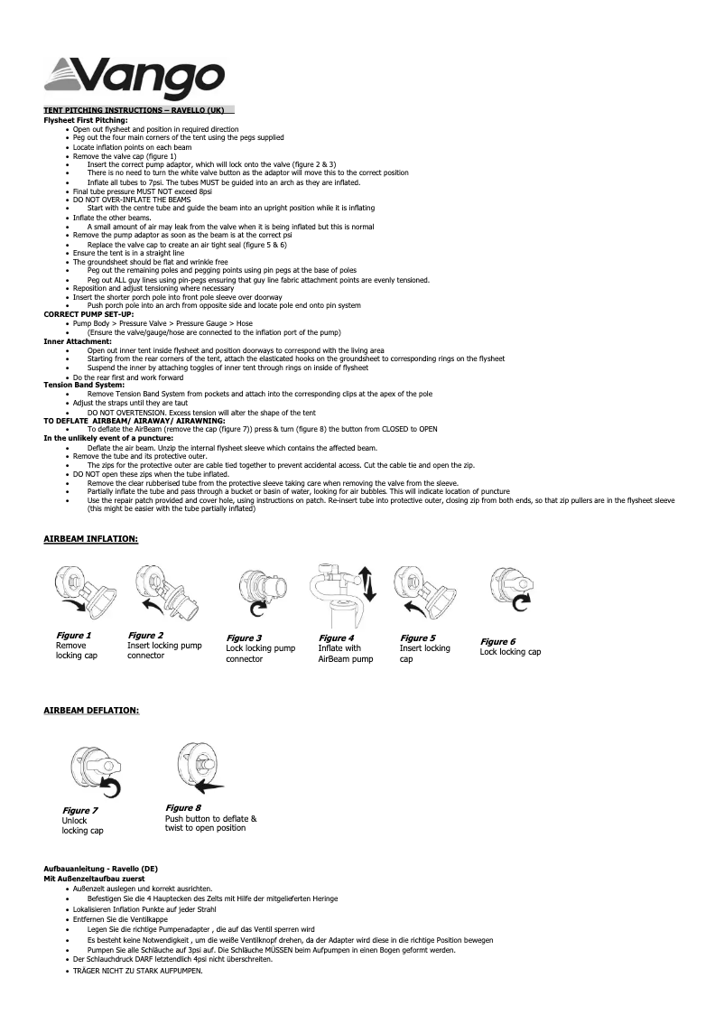 Page 1 de la notice Manuel utilisateur Vango Ravello 500