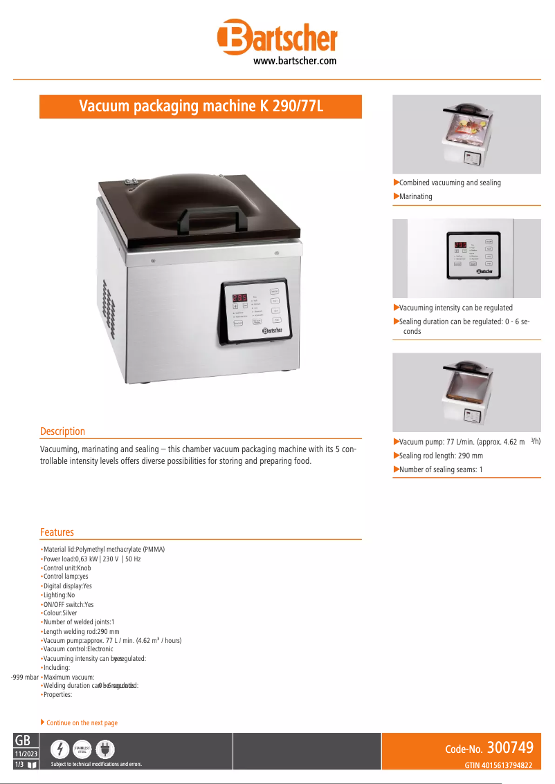 Image de la première page du manuel de l'appareil K 290/77L