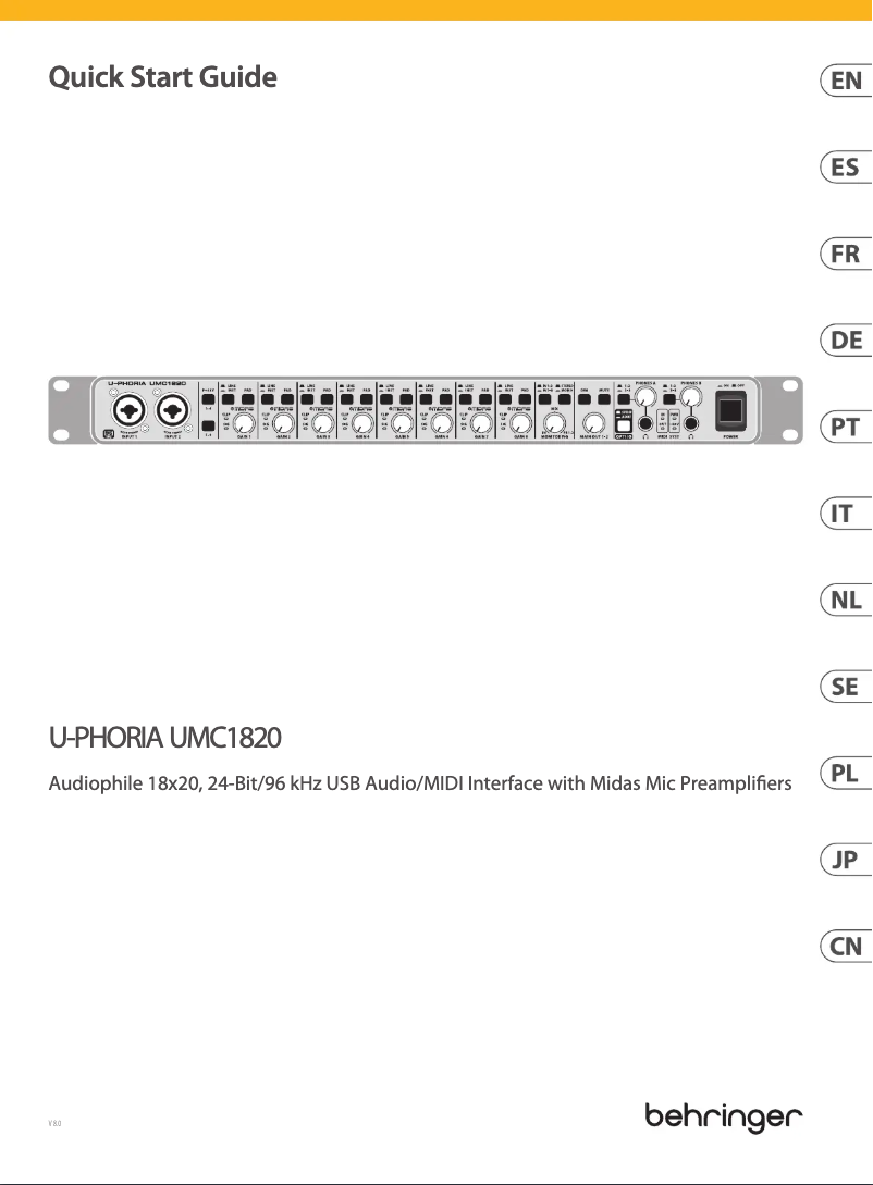 Image de la première page du manuel de l'appareil U-PHORIA UMC1820