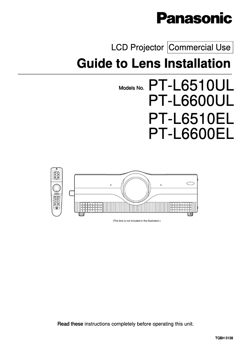 Page 1 of the manual User Manual Panasonic PT-L6600EL