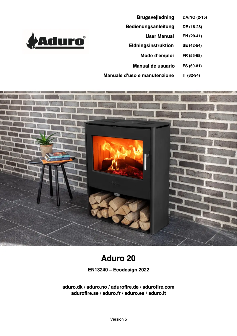 Page 1 de la notice Manuel utilisateur Aduro 20