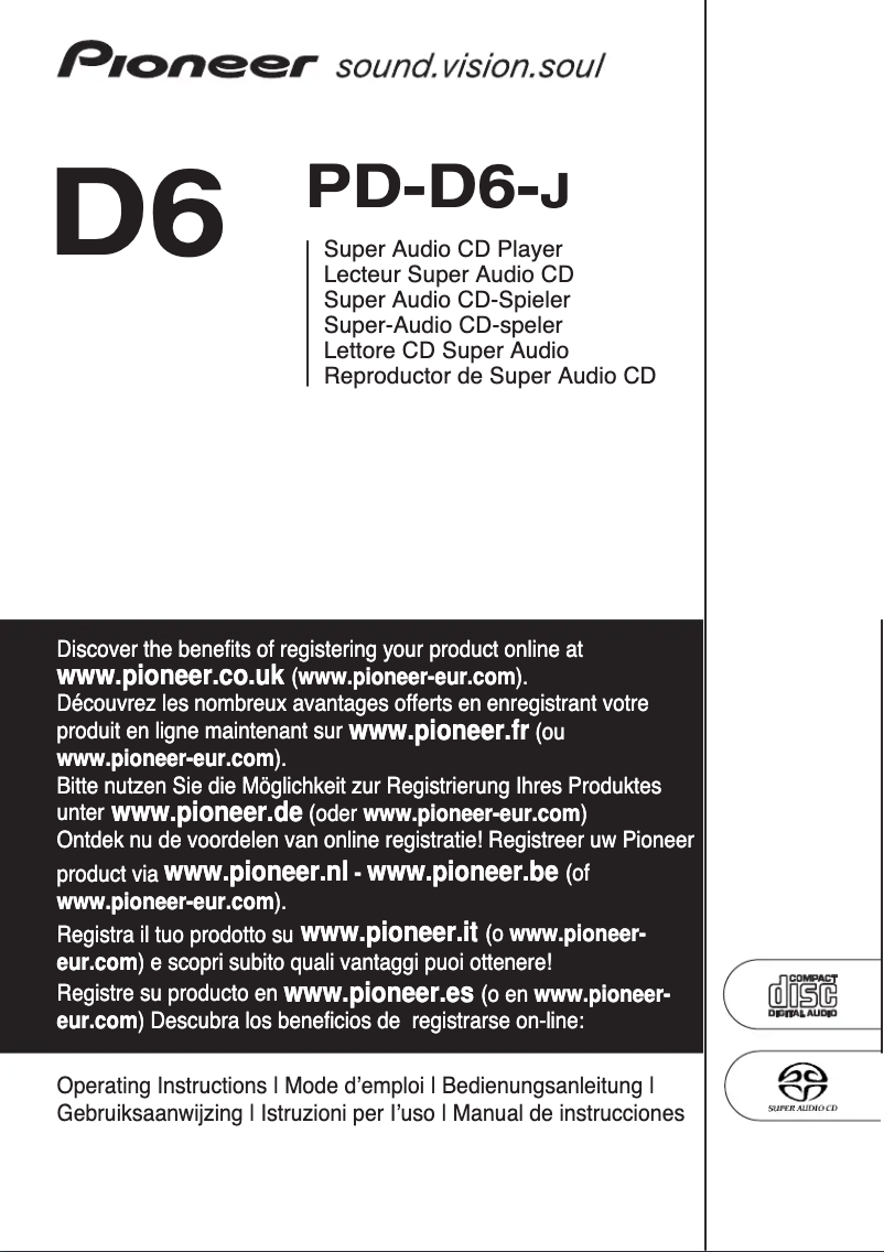 Image de la première page du manuel de l'appareil PD-D6-J