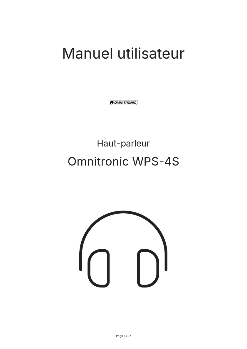 Page n°1 - Manuel utilisateur Omnitronic WPS-4S