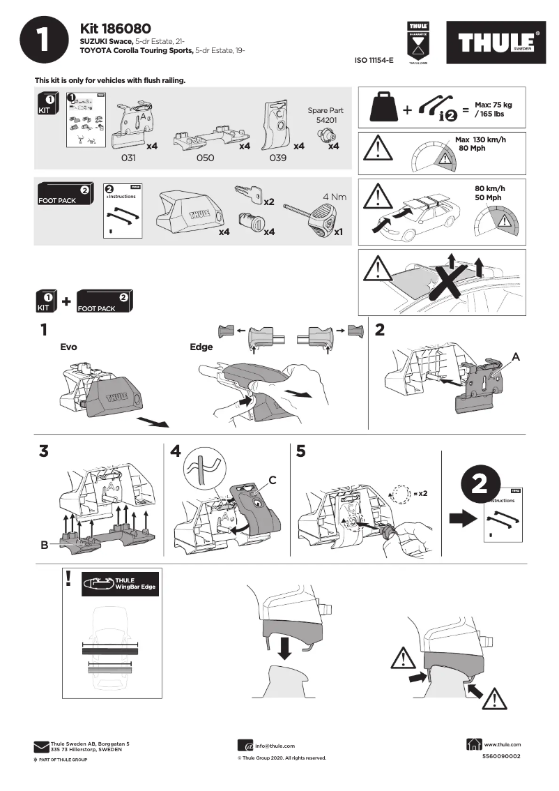 Page 1 de la notice Manuel utilisateur Thule Kit 186080