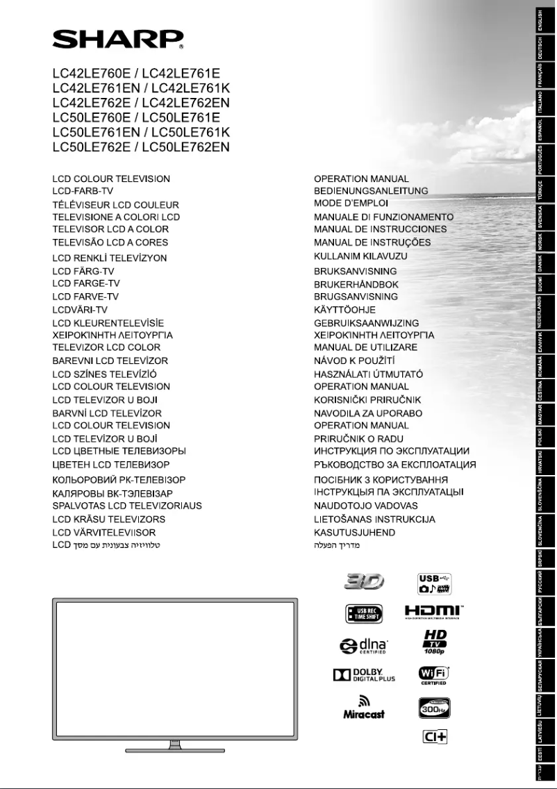 Page 1 de la notice Manuel utilisateur Sharp LC-50LE761E