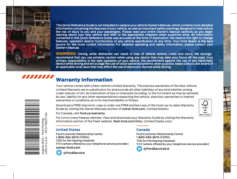 Page 1 de la notice Guide de démarrage rapide Ford F-550 (2024)